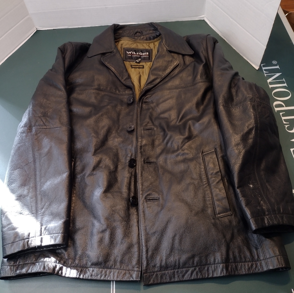 Wilson Leather Jacket Thinsulate Zip Liner Button Up Med Mothball Smell. Needs a
